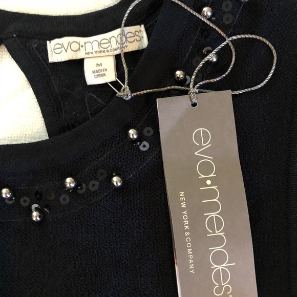 NWT Eva Mendes knit beaded midi dress size M - Picture 3 of 8